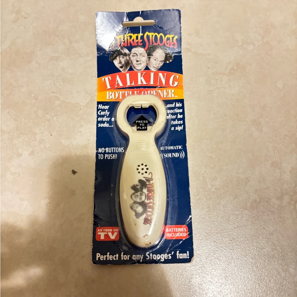 Three Stooges Talking Bottle Opener - Cream